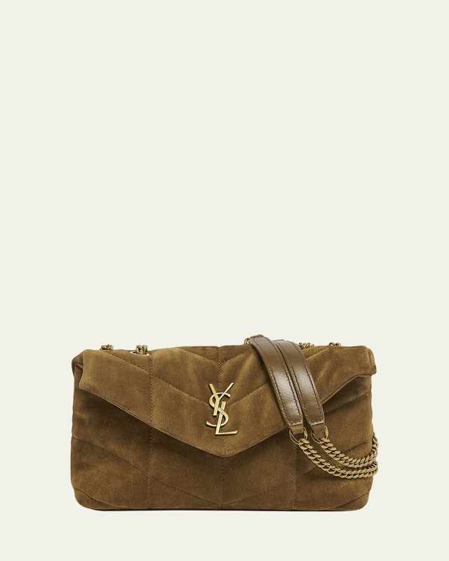 Lou Puffer Toy YSL Crossbody Bag in Quilted Suede